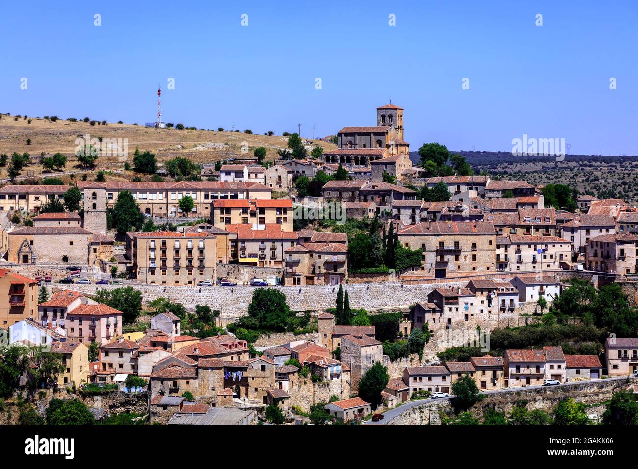 Panoramablick auf Sepulveda in der Provinz Segovia. Spanien. Stockfoto