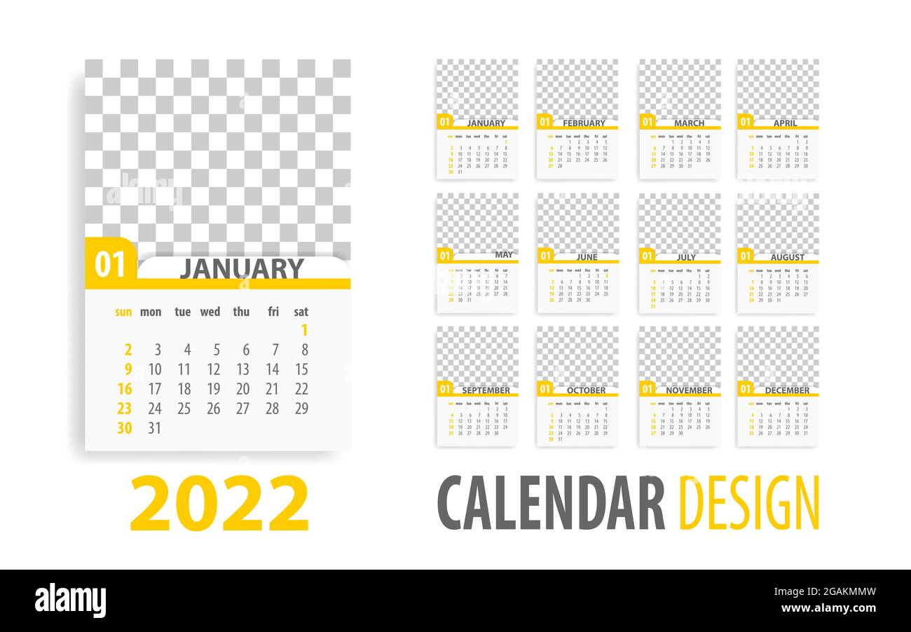 Vorlage für den monatlichen Kalender des jährlichen Schreibtisches für 2022 Jahre Stock Vektor