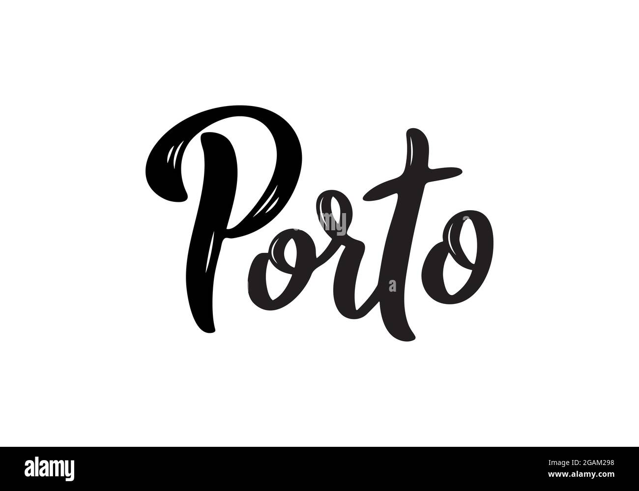 Porto handschriftliche Kalligraphie Name der Stadt Portugal. Handgezeichnete Kalligraphie mit Pinsel. Vektordesign-Vorlage. Stock Vektor