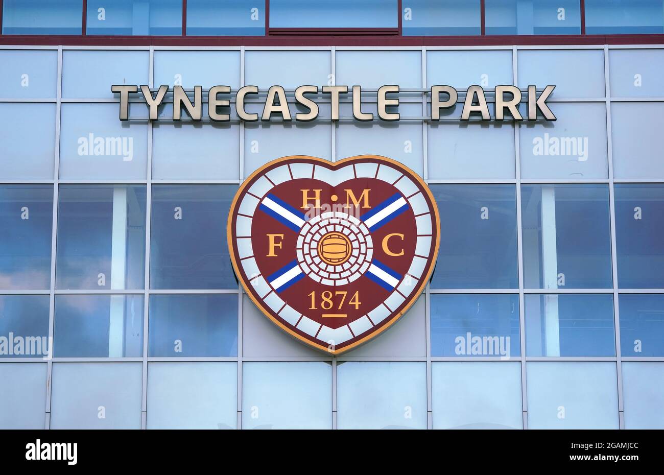 Allgemeiner Blick von außerhalb des Bodens vor dem Cinch Premiership-Spiel im Tynecastle Park, Edinburgh. Bilddatum: Samstag, 31. Juli 2021. Stockfoto