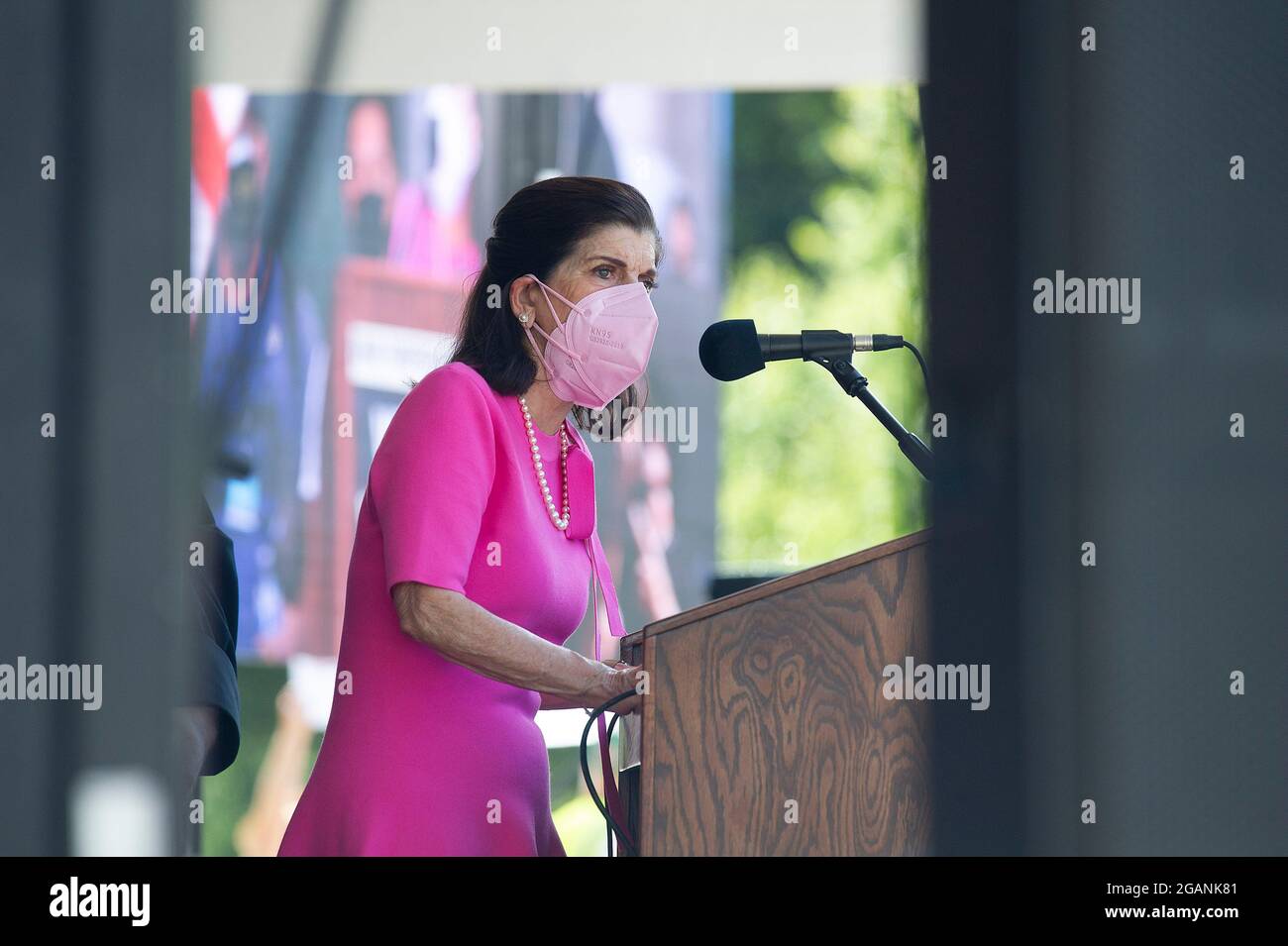 Stimmrechte. Juli 2021. Luci Baines Johnson mit der Kampagne der Armen in der Texas State Capital, um Maßnahmen des Bundes im Hinblick auf die Stimmrechte zu fordern. Austin, Texas. Mario Cantu/CSM/Alamy Live News Stockfoto