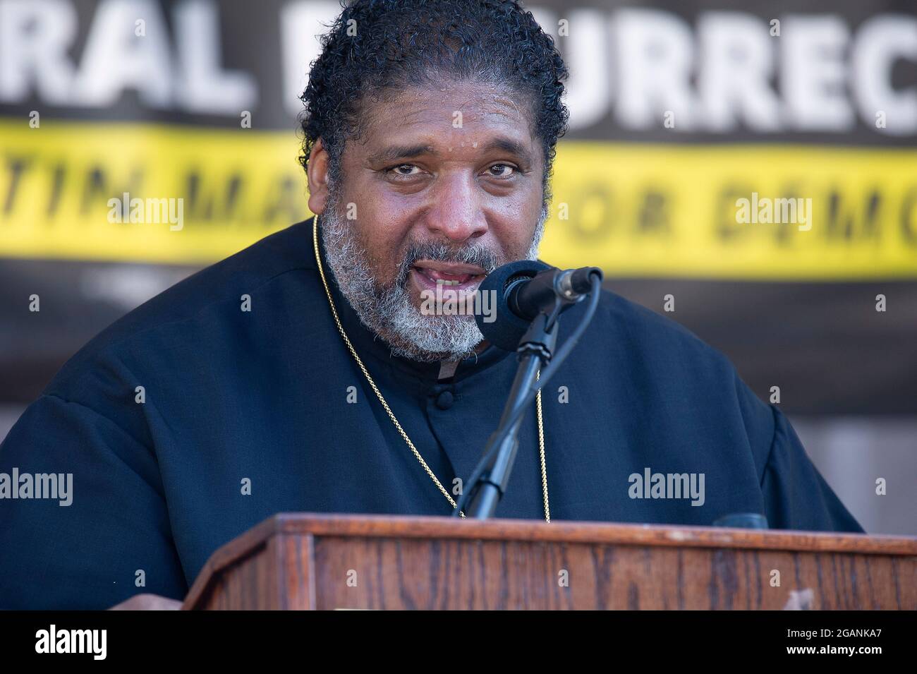Stimmrechte. Juli 2021. Rev. Dr. William J. Barber II. Mit der Kampagne der Armen in der Texas State Capital, um Maßnahmen des Bundes im Hinblick auf die Stimmrechte zu fordern. Austin, Texas. Mario Cantu/CSM/Alamy Live News Stockfoto