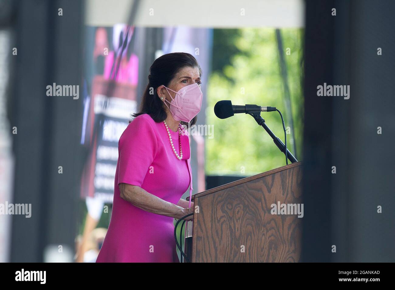 Stimmrechte. Juli 2021. Luci Baines Johnson mit der Kampagne der Armen in der Texas State Capital, um Maßnahmen des Bundes im Hinblick auf die Stimmrechte zu fordern. Austin, Texas. Mario Cantu/CSM/Alamy Live News Stockfoto