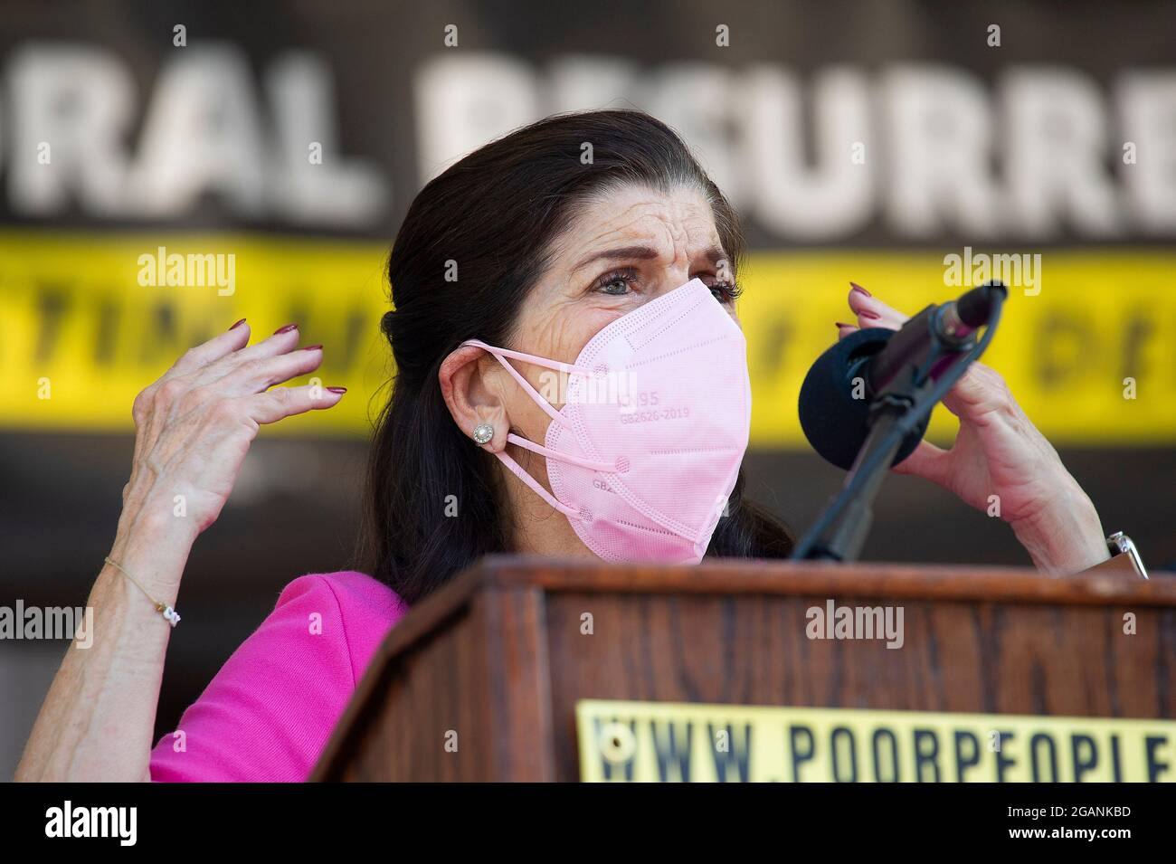 Stimmrechte. Juli 2021. Luci Baines Johnson mit der Kampagne der Armen in der Texas State Capital, um Maßnahmen des Bundes im Hinblick auf die Stimmrechte zu fordern. Austin, Texas. Mario Cantu/CSM/Alamy Live News Stockfoto
