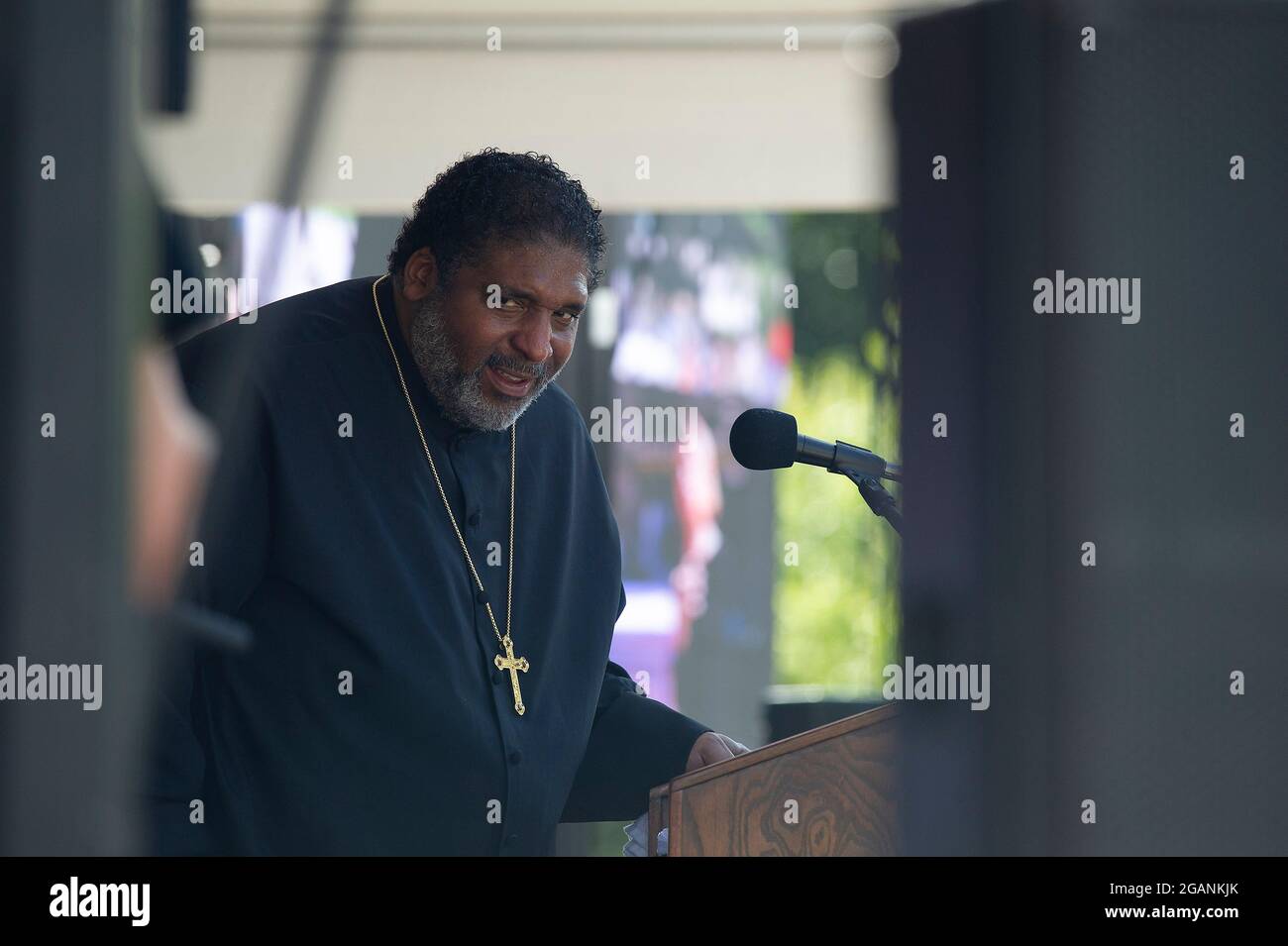 Stimmrechte. Juli 2021. Rev. Dr. William J. Barber II. Mit der Kampagne der Armen in der Texas State Capital, um Maßnahmen des Bundes im Hinblick auf die Stimmrechte zu fordern. Austin, Texas. Mario Cantu/CSM/Alamy Live News Stockfoto