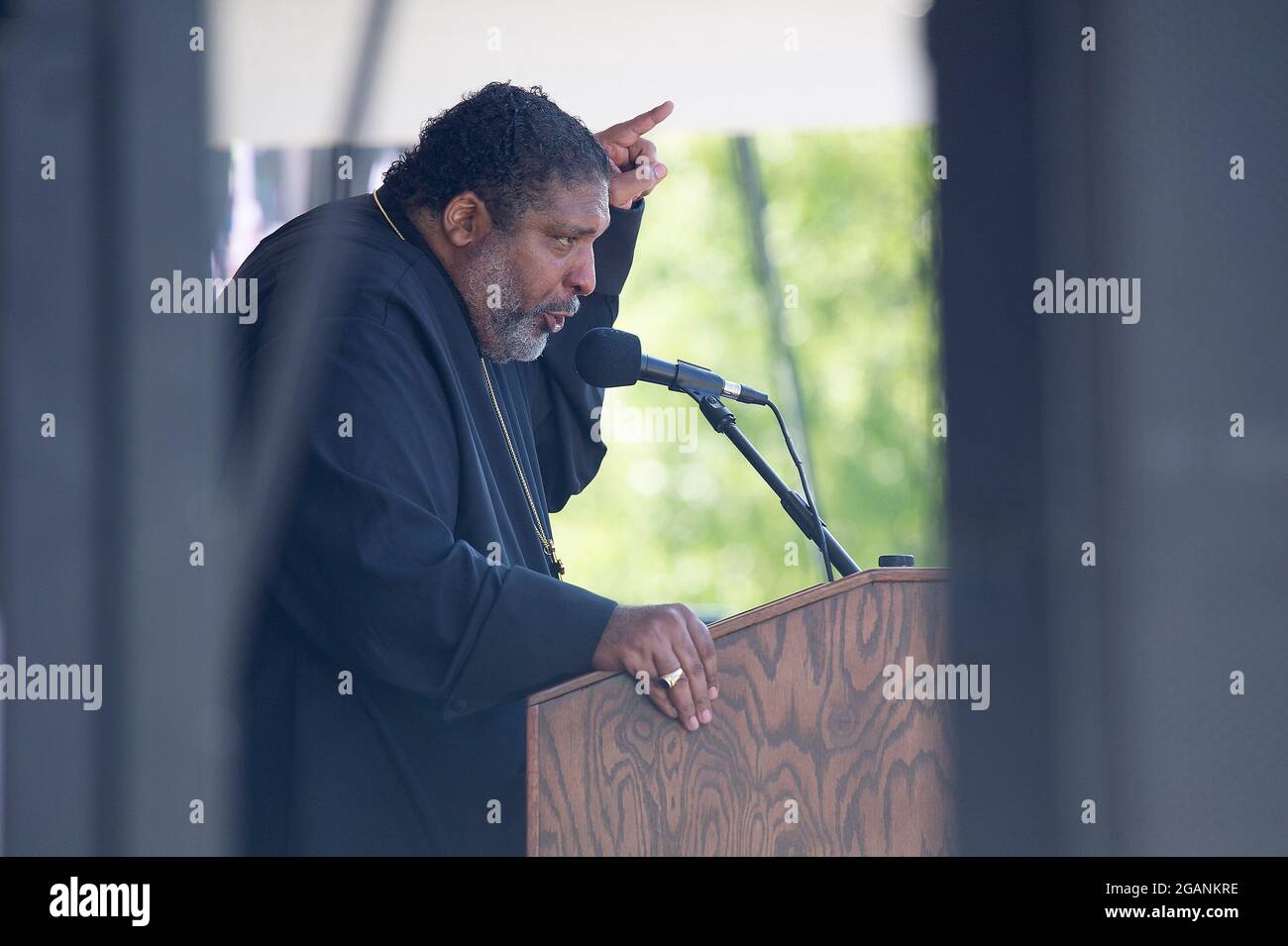 Stimmrechte. Juli 2021. Rev. Dr. William J. Barber II. Mit der Kampagne der Armen in der Texas State Capital, um Maßnahmen des Bundes im Hinblick auf die Stimmrechte zu fordern. Austin, Texas. Mario Cantu/CSM/Alamy Live News Stockfoto