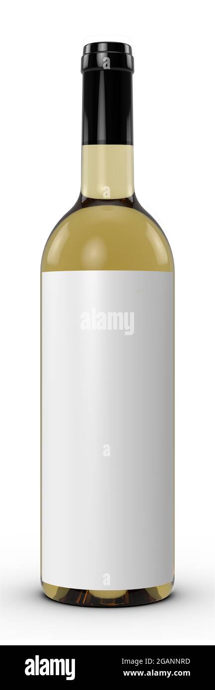 3D-Rendering - hochauflösende Bild exklusive Flasche Wein Vorlage isoliert auf weißem Hintergrund, hochwertige Details aus Pappe Stockfoto