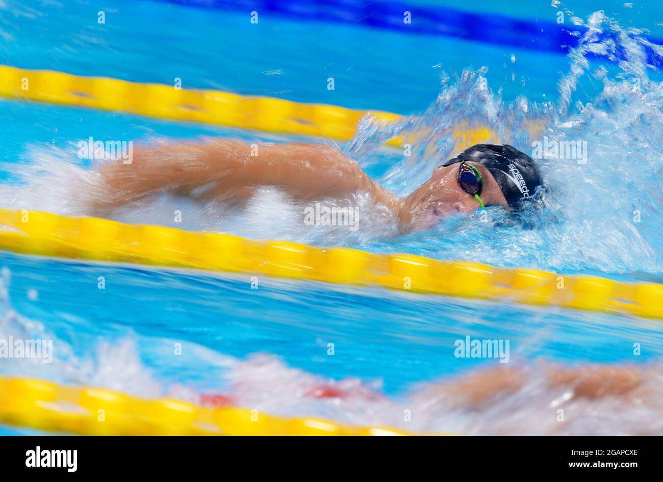 Der US-Amerikaner Robert Fink beim 1500-m-Freestyle-Finale der Männer im Tokyo Aquatics Center am neunten Tag der Olympischen Spiele 2020 in Tokio in Japan. Bilddatum: Sonntag, 1. August 2021. Stockfoto