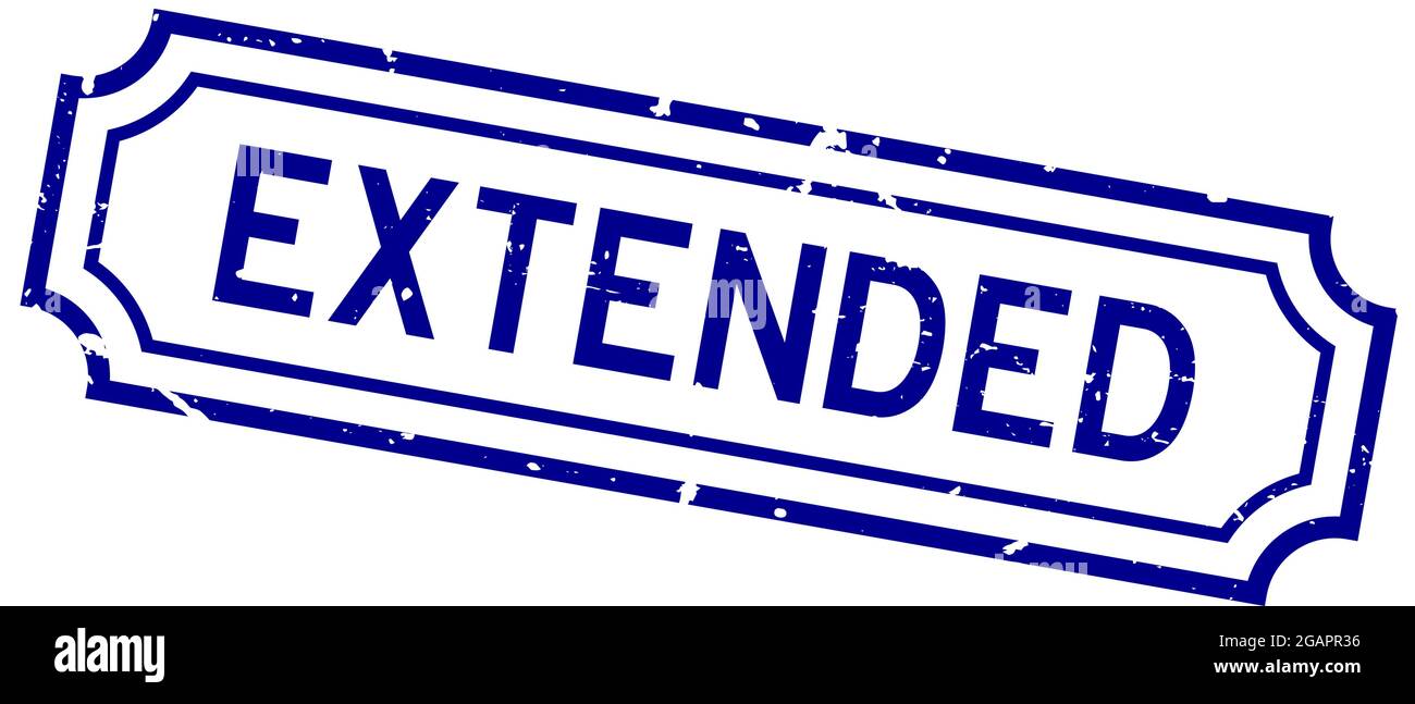 Grunge blau verlängert Wort Gummi Stempel auf weißem Hintergrund Stock Vektor