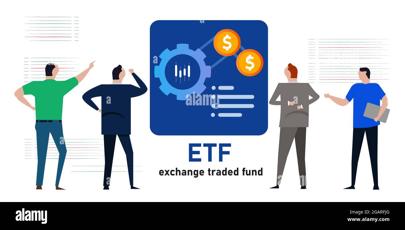 ETF Exchange Traded Fondsanleger investieren in Investmentfondsangelder, die mit Indizes auf den Aktienmarkt zusammenhängen Stock Vektor