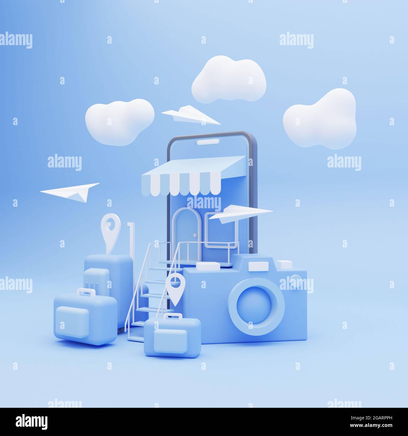 Reise-App 3d Stockfoto