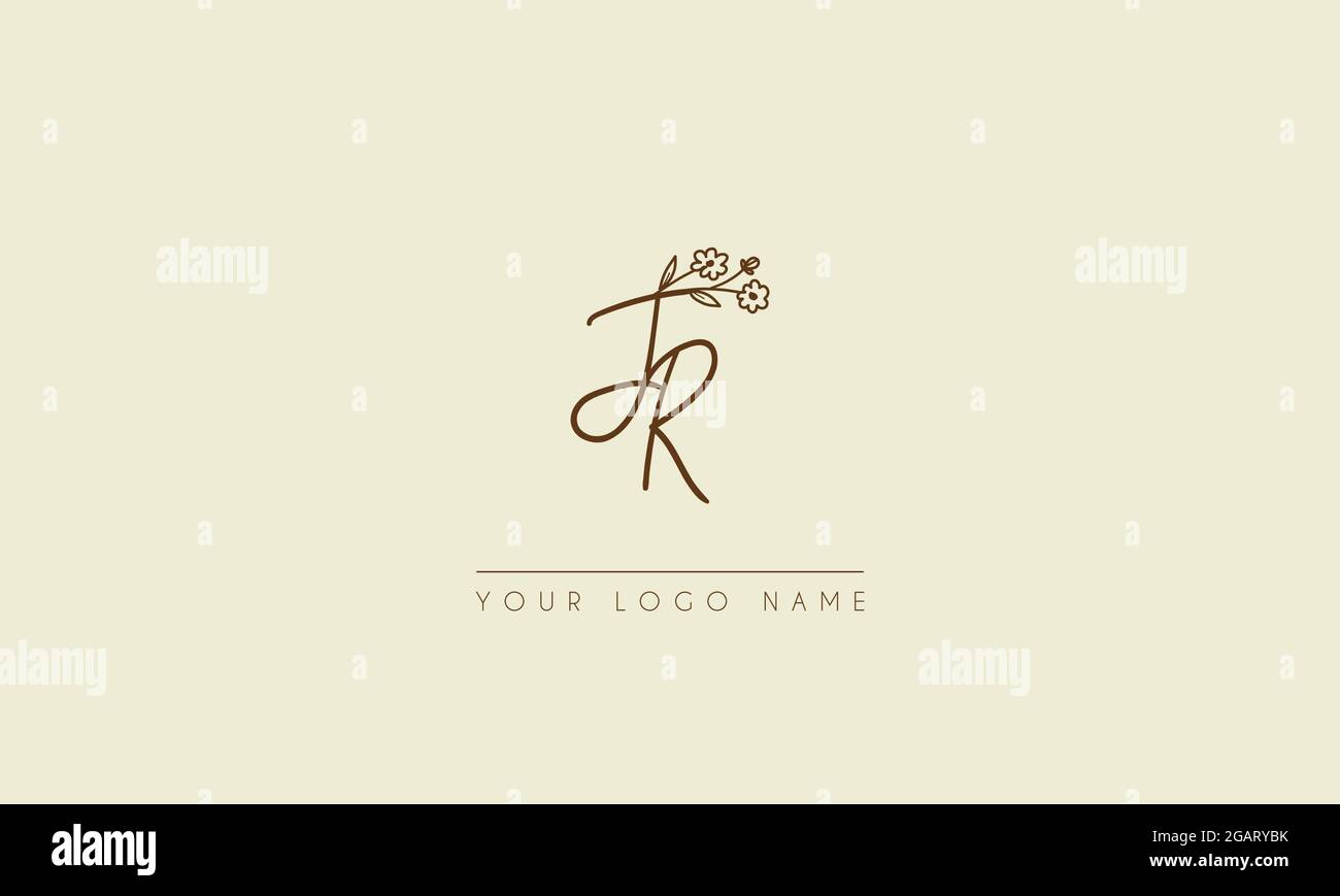 Initial Letter JR oder RJ Signature handschriftliche Hochzeit botanischen floralen Symbol Logo Vektor Design Illustration Stock Vektor