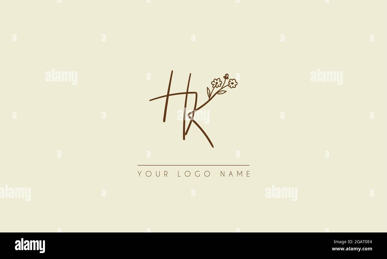 Anfangsbuchstabe HK oder KH Unterschrift handschriftliche Hochzeit botanischen floralen Symbol Logo Vektor Design Illustration Stock Vektor