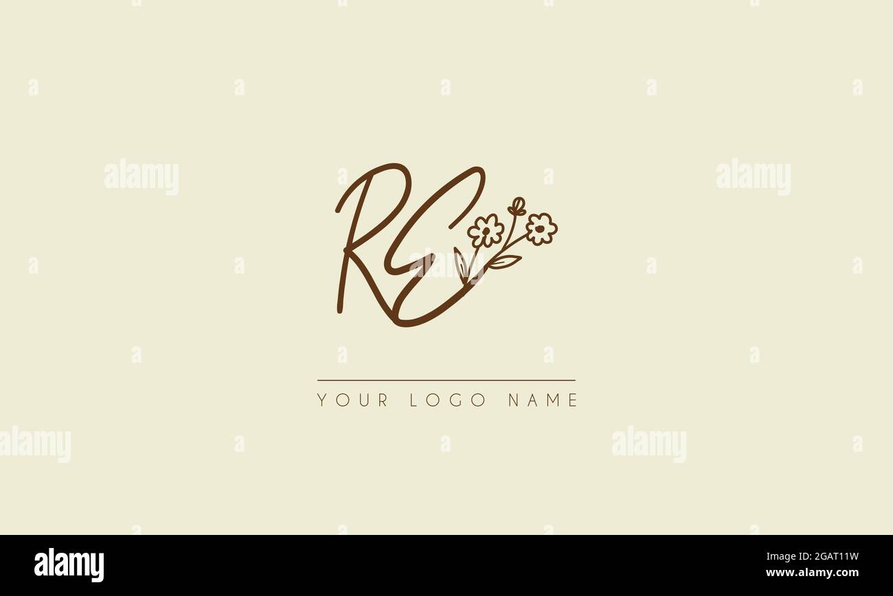 Initial Letter RE oder er Unterschrift handschriftliche Hochzeit botanischen floral Symbol Logo Vektor Design Illustration Stock Vektor