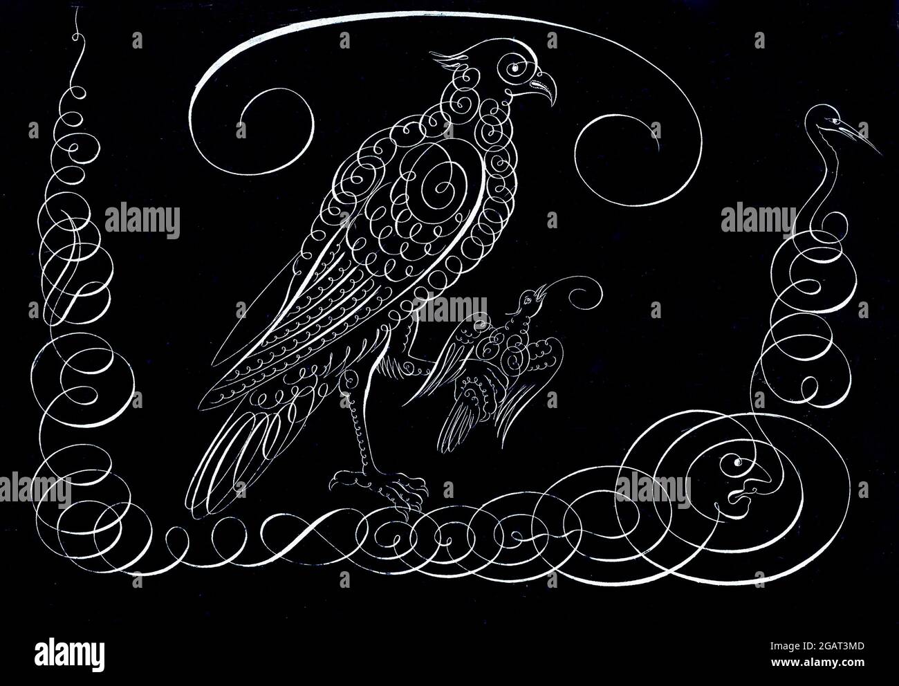 Vintage Ambrosius Perlingh Tier Kalligraphie einen modernen Twist gegeben Stockfoto