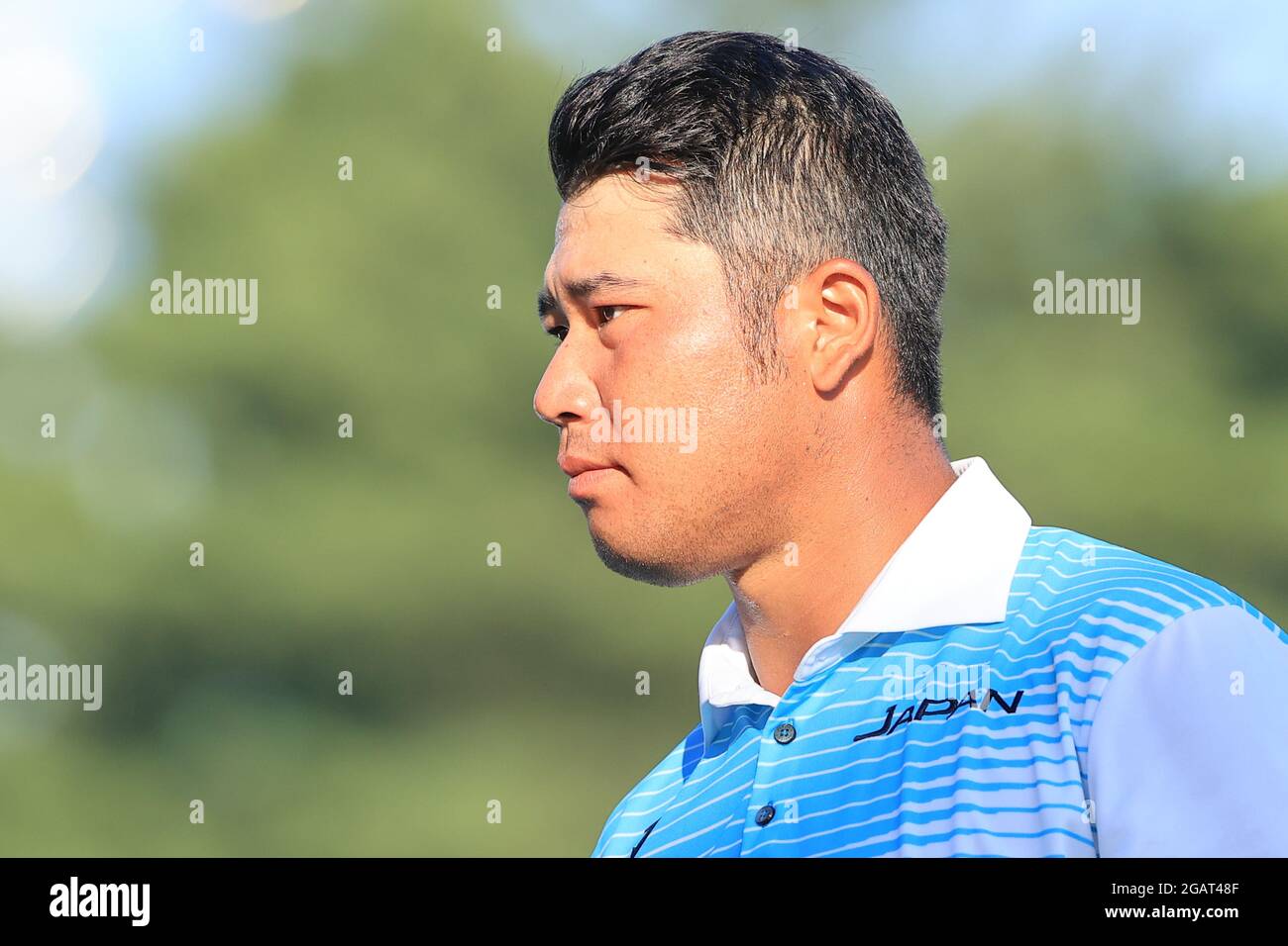 Saitama, Japan. August 2021. Hideki Matsuyama (JPN) Golf: Männer individuelle Stroke spielen Runde 4 18 Löcher während der Olympischen Spiele in Tokio 2020 im Kasumigaseki Country Club in Saitama, Japan . Quelle: AFLO SPORT/Alamy Live News Stockfoto