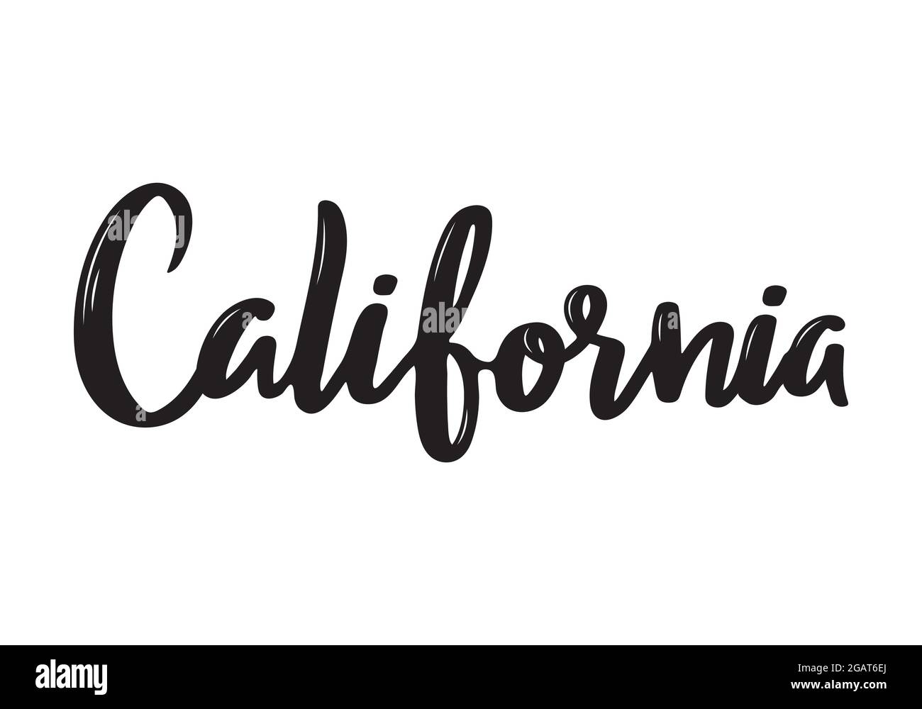 Kalifornien handschriftliche Kalligraphie Name des US-Staates. Handgezeichnete Kalligraphie mit Pinsel. Vektordesign-Vorlage. Stock Vektor