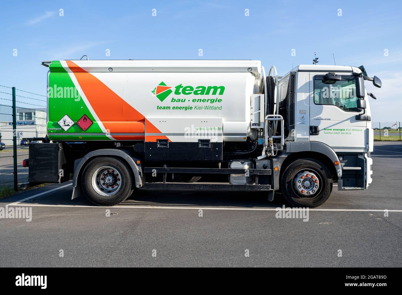 Team energie MAN TGM Tankwagen Stockfoto