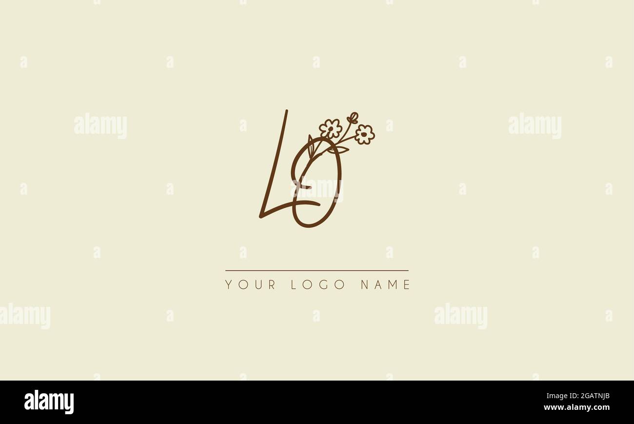 Anfangsbuchstabe LO oder OL Unterschrift handschriftliche Hochzeit botanischen floralen Symbol Logo Vektor Design Illustration Stock Vektor