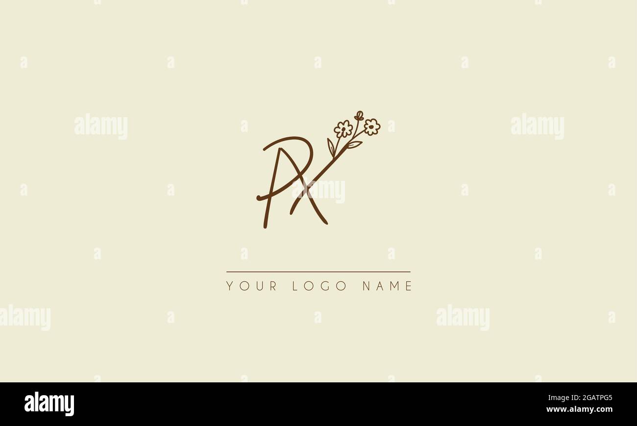 Anfangsbuchstabe PX oder XP Unterschrift handschriftliche Hochzeit botanischen floralen Symbol Logo Vektor Design Illustration Stock Vektor