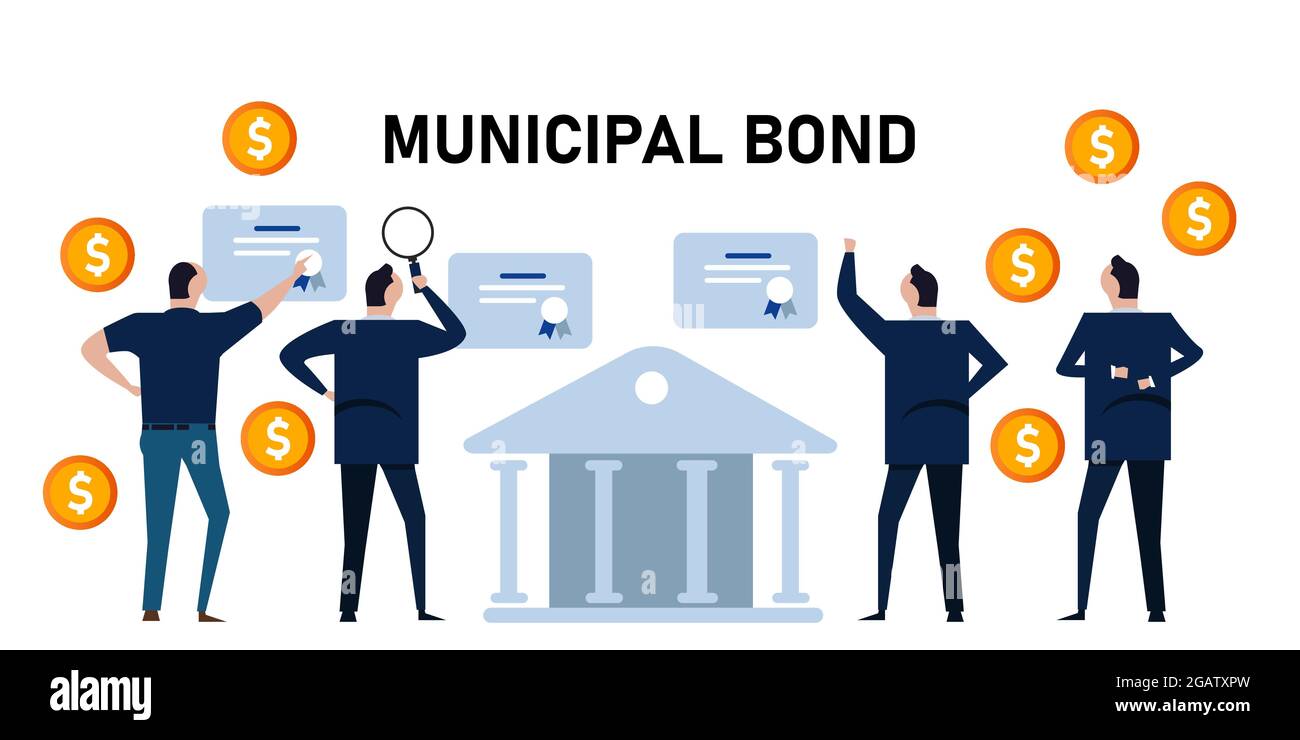 Kommunale Anleihen Investitionen Schulden für Stadt Stadtverwaltung Finanzmittel diversifizieren Stock Vektor