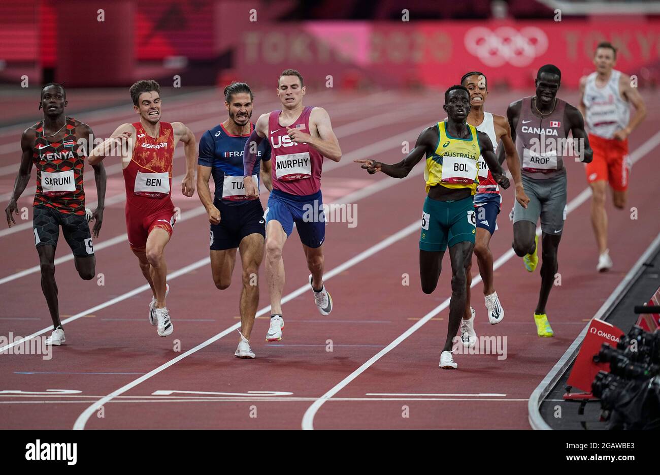 1. August 2021: Peter Bol und Clayton Murphy während 800 Meter für Männer bei den Olympischen Spielen in Tokio, im Olympiastadion in Tokio, Tokio, Japan}. Kim Price/CSM Stockfoto