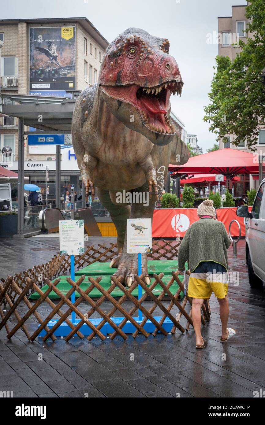 Lebensgroße DinosaurierModelle wurden an verschiedenen Standorten in