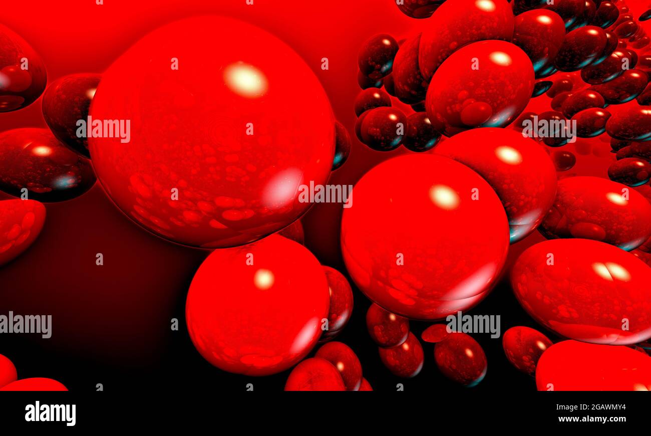 Körpergesundheit Wissenschaft Bakterien, Viren und Rot infizieren Blutzellen in Humen Körpervene. Biologie Virusinfektion Blutzellen- und Immunkonzept 3D-Renderi Stockfoto