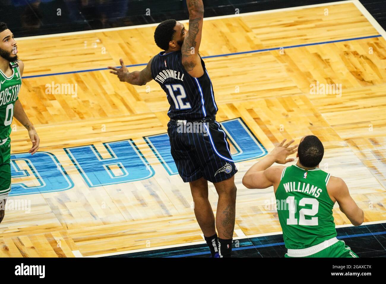 Orlando, Florida, USA, 5. Mai 2021, Boston Celtics sehen sich der Orlando Magic im Amway Center gegenüber (Bildnachweis: Marty Jean-Louis) Stockfoto