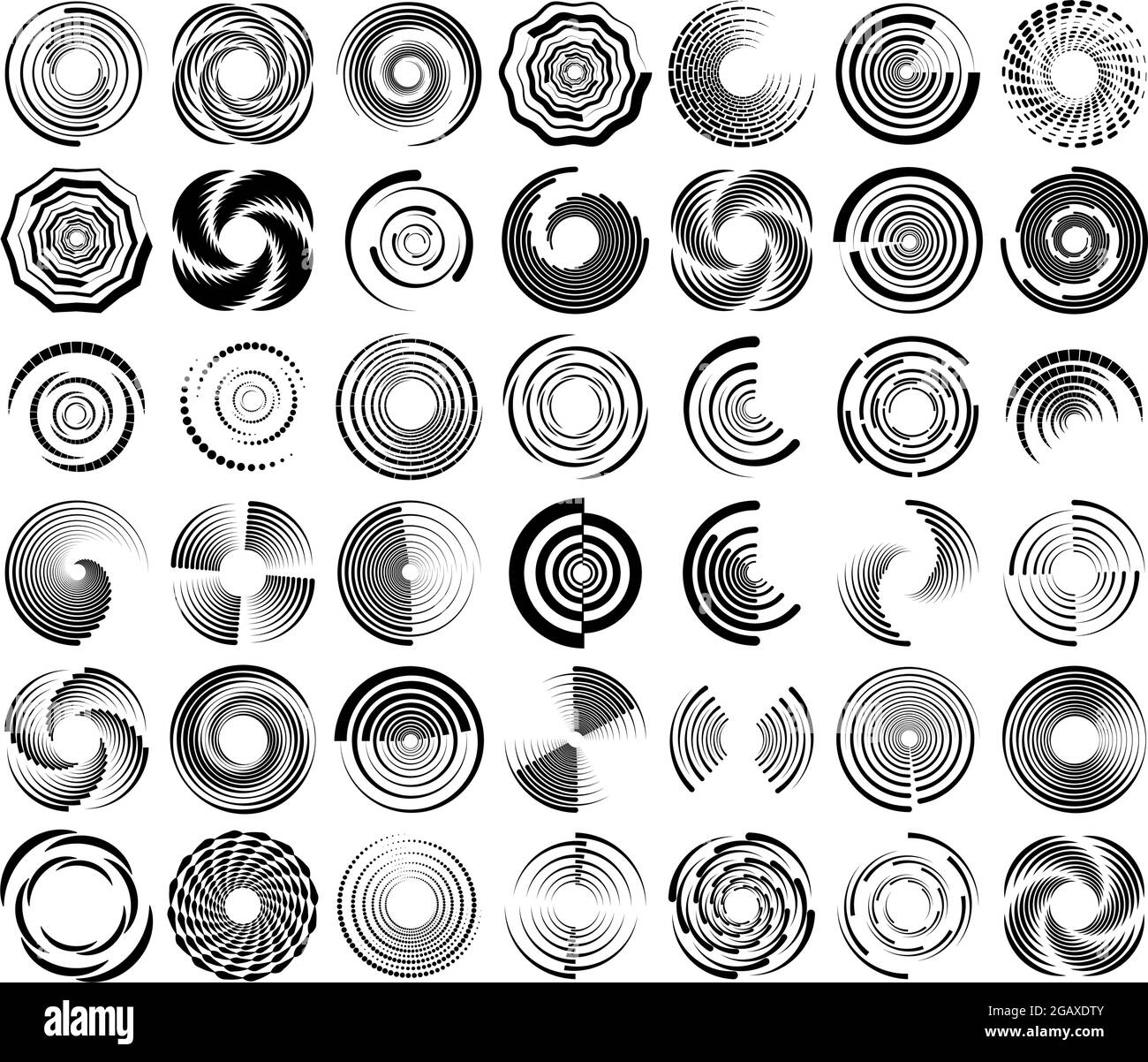 Spirale, Wirbel, Wirbel, Wirbelsymbol, Form. Konzentrische Kreise, Ringe. Abstrakte geometrische Formen mit Rotationseffekt – Stock-Vektor-Illustration, Clip Stock Vektor