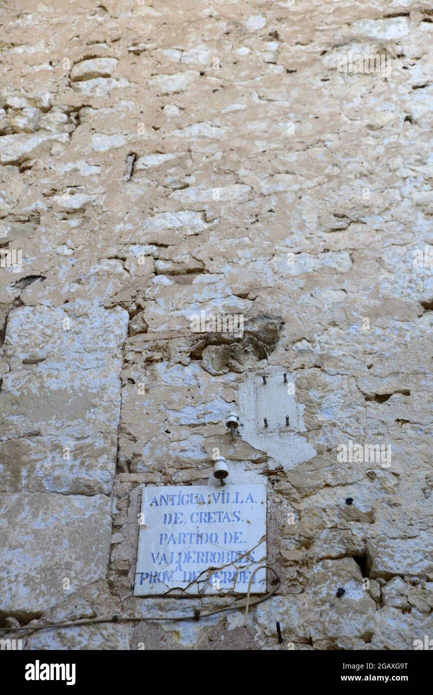 Alte Mauer aus der Altstadt von Cretas, Valderrobres, Matarranya Teruel, Aragon, Stockfoto