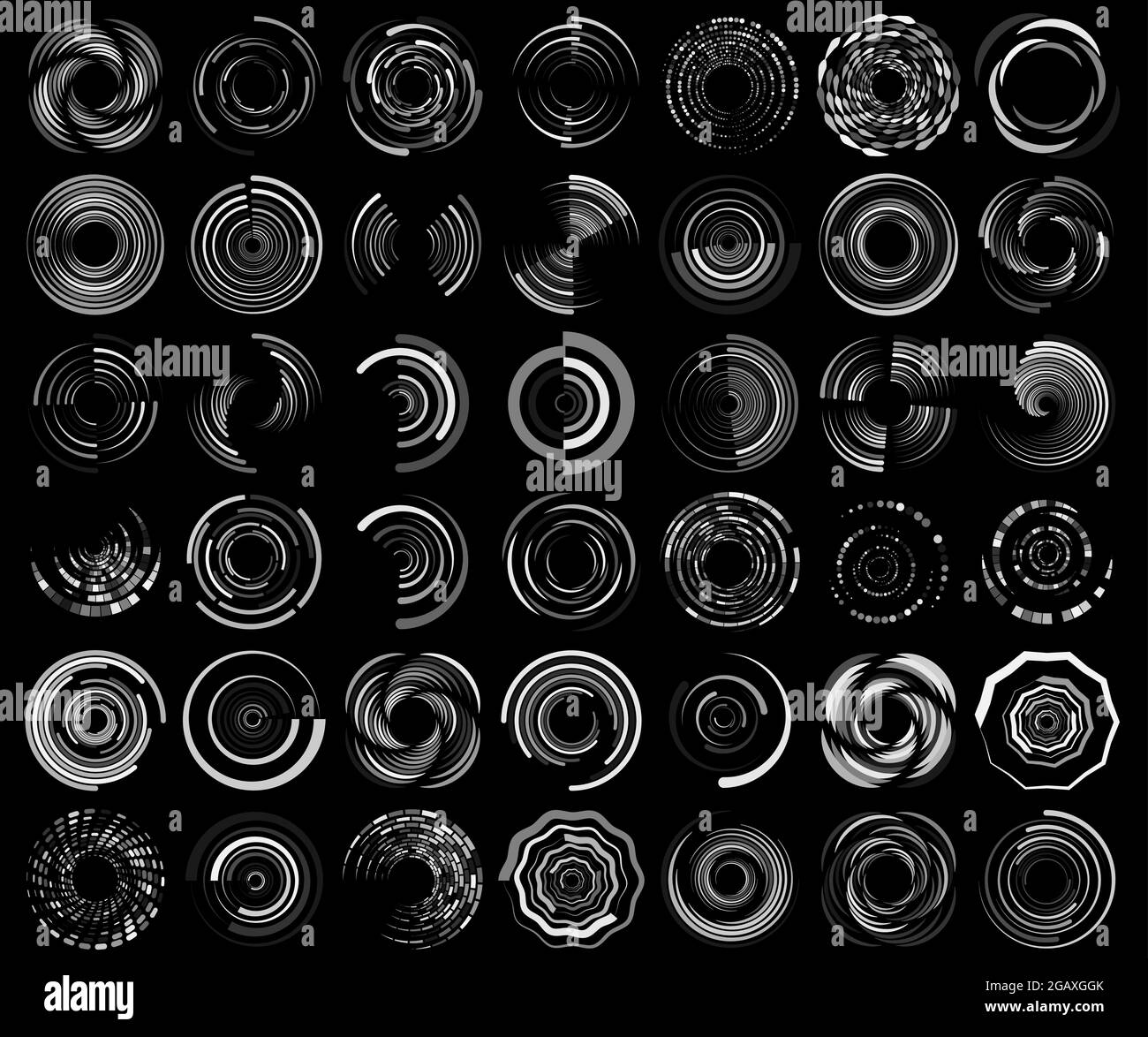 Spirale, Wirbel, Wirbel, Wirbelsymbol, Form. Konzentrische Kreise, Ringe. Abstrakte geometrische Formen mit Rotationseffekt – Stock-Vektor-Illustration, Clip Stock Vektor