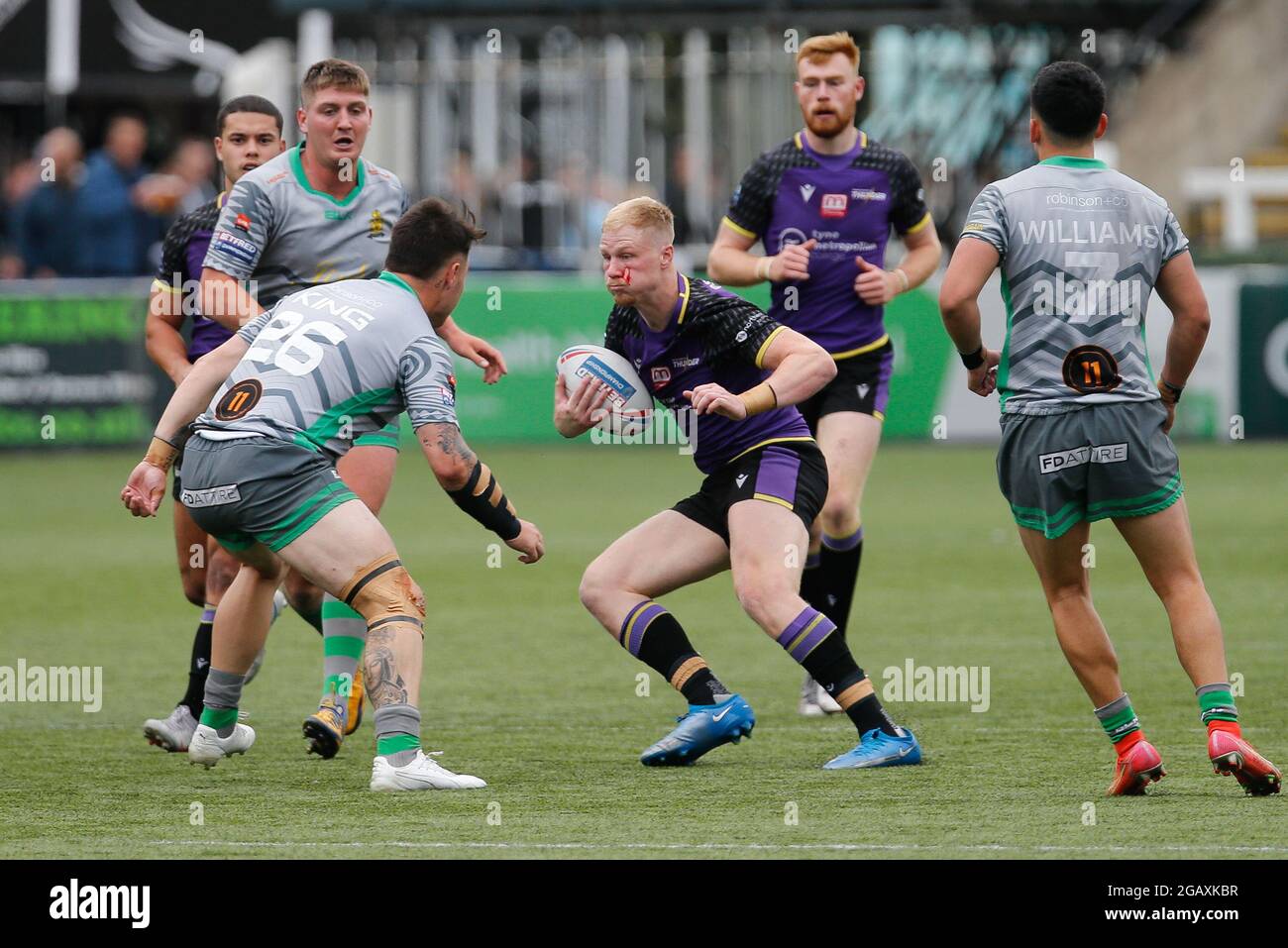 NEWCASTLE UPON TYNE, Großbritannien 1. AUGUST Kieran Gill von Newcastle Thunder in Aktion während des BETFRED Championship-Spiels zwischen Newcastle Thunder und Whitehaven RLFC am Sonntag, 1. August 2021 im Kingston Park, Newcastle. (Quelle: Chris Lishman | MI News) Stockfoto