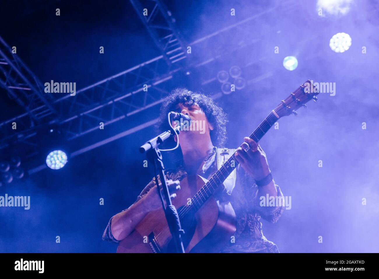 Andrea Appino (Zen Circus) durante titoloEvento, Konzert in Verucchio (RN), Italien, 29 luglio 2021 Stockfoto