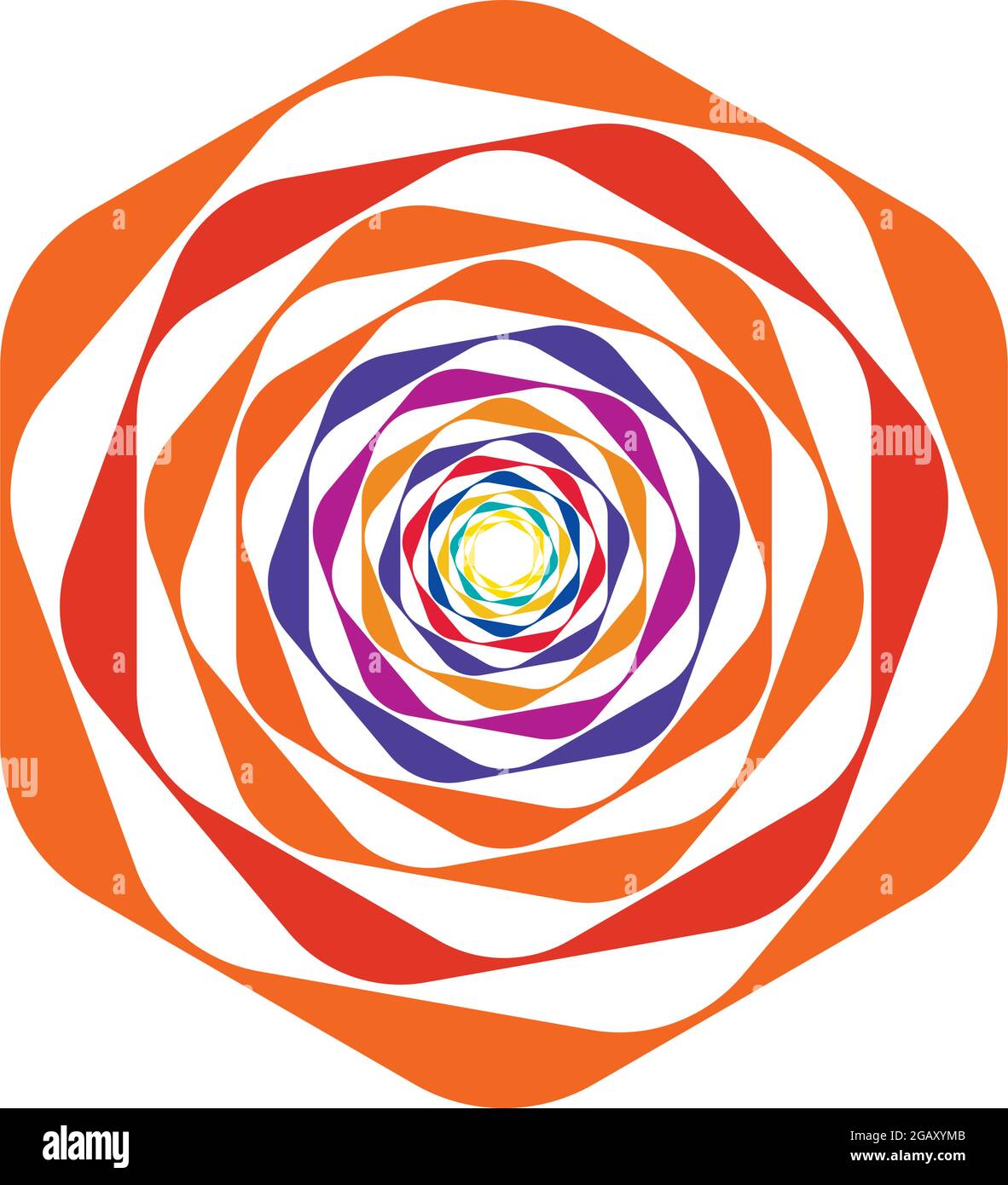 Farbenfrohe optische, visuelle Illustration. Geometrisches Design-Element für Spirale, Wirbel, Helix, Wirbel und Wirbel – Vektorgrafik, Clip-Art-Grafik Stock Vektor