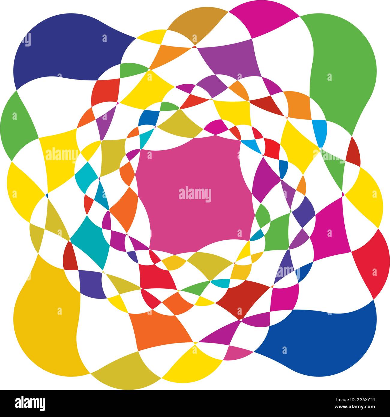 Farbenfrohe optische, visuelle Illustration. Geometrisches Design-Element für Spirale, Wirbel, Helix, Wirbel und Wirbel – Vektorgrafik, Clip-Art-Grafik Stock Vektor