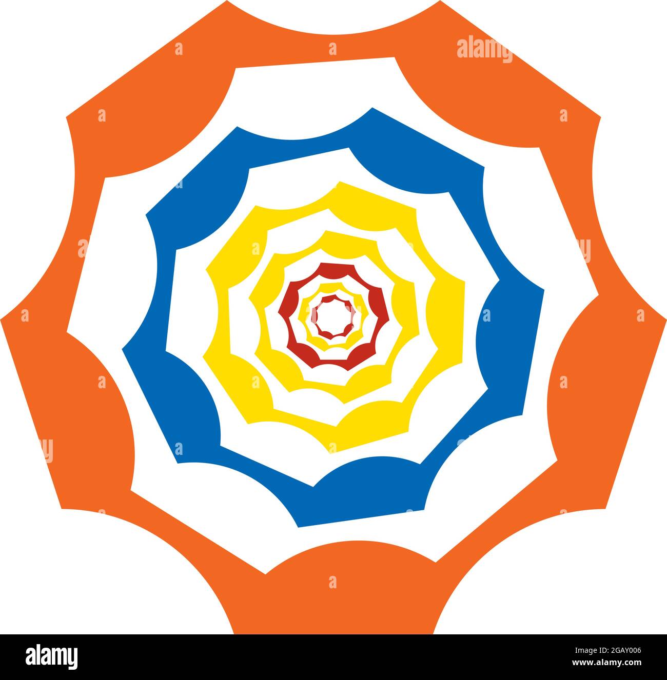 Farbenfrohe optische, visuelle Illustration. Geometrisches Design-Element für Spirale, Wirbel, Helix, Wirbel und Wirbel – Vektorgrafik, Clip-Art-Grafik Stock Vektor