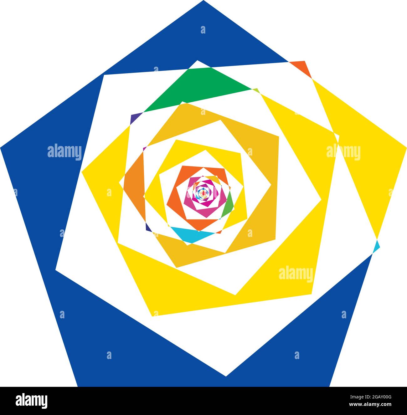 Farbenfrohe optische, visuelle Illustration. Geometrisches Design-Element für Spirale, Wirbel, Helix, Wirbel und Wirbel – Vektorgrafik, Clip-Art-Grafik Stock Vektor