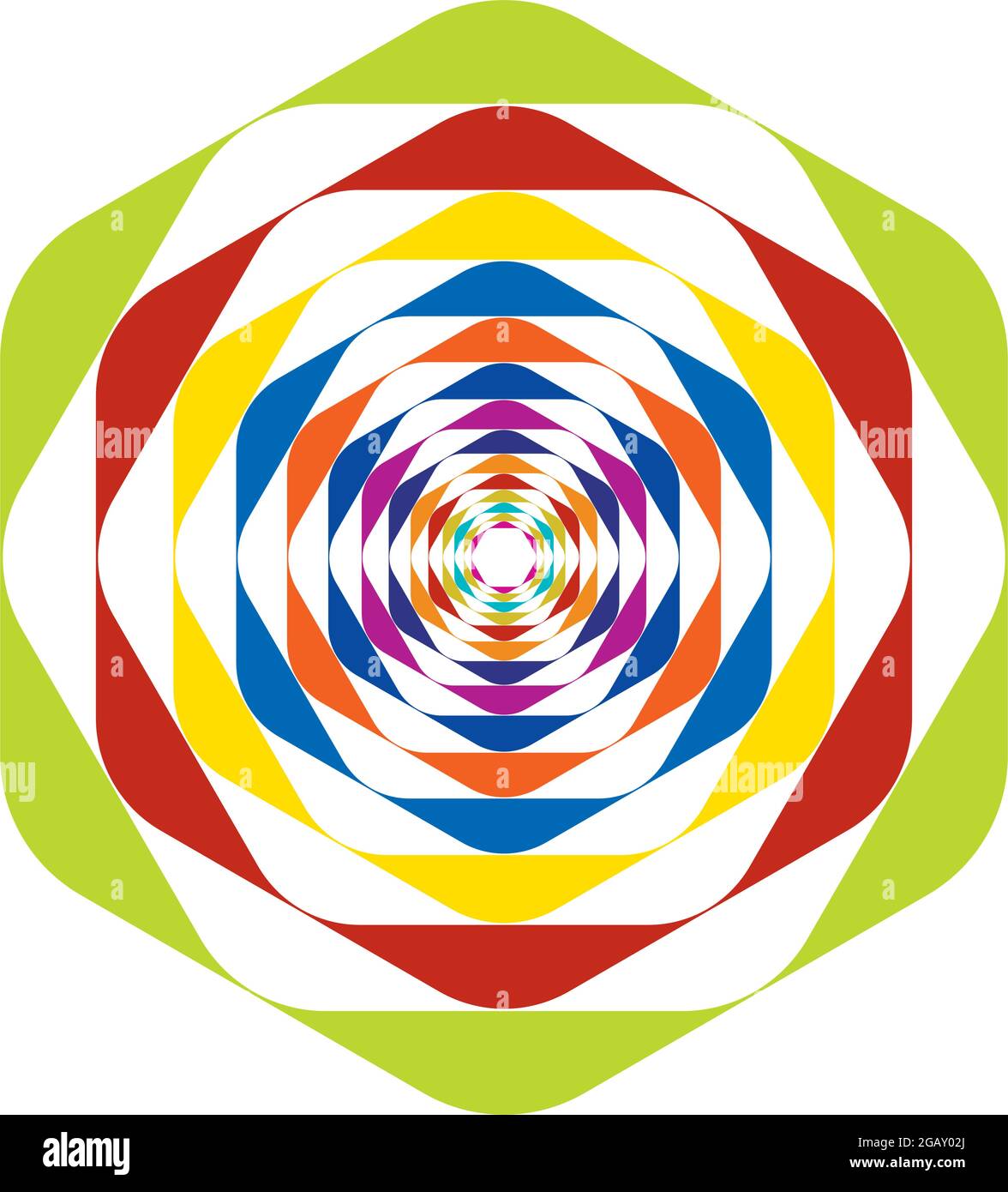 Farbenfrohe optische, visuelle Illustration. Geometrisches Design-Element für Spirale, Wirbel, Helix, Wirbel und Wirbel – Vektorgrafik, Clip-Art-Grafik Stock Vektor