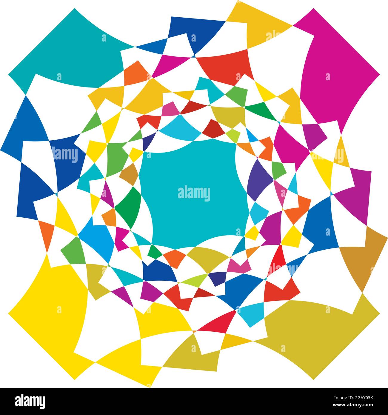 Farbenfrohe optische, visuelle Illustration. Geometrisches Design-Element für Spirale, Wirbel, Helix, Wirbel und Wirbel – Vektorgrafik, Clip-Art-Grafik Stock Vektor