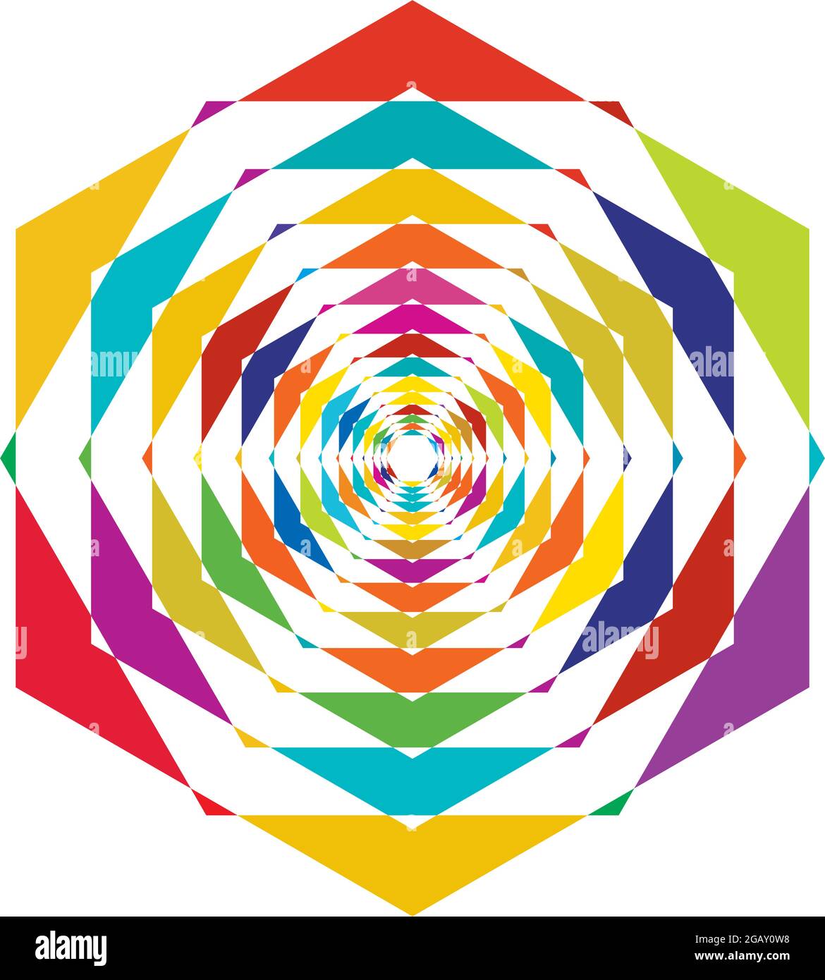 Farbenfrohe optische, visuelle Illustration. Geometrisches Design-Element für Spirale, Wirbel, Helix, Wirbel und Wirbel – Vektorgrafik, Clip-Art-Grafik Stock Vektor