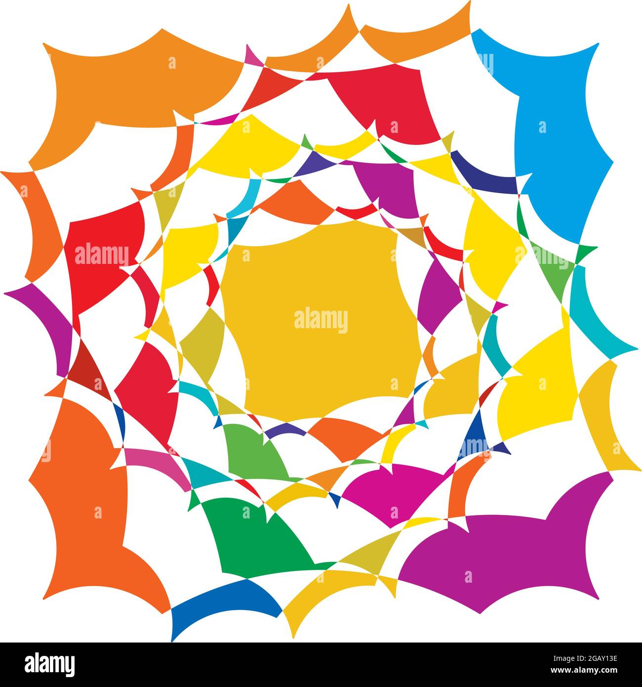 Farbenfrohe optische, visuelle Illustration. Geometrisches Design-Element für Spirale, Wirbel, Helix, Wirbel und Wirbel – Vektorgrafik, Clip-Art-Grafik Stock Vektor