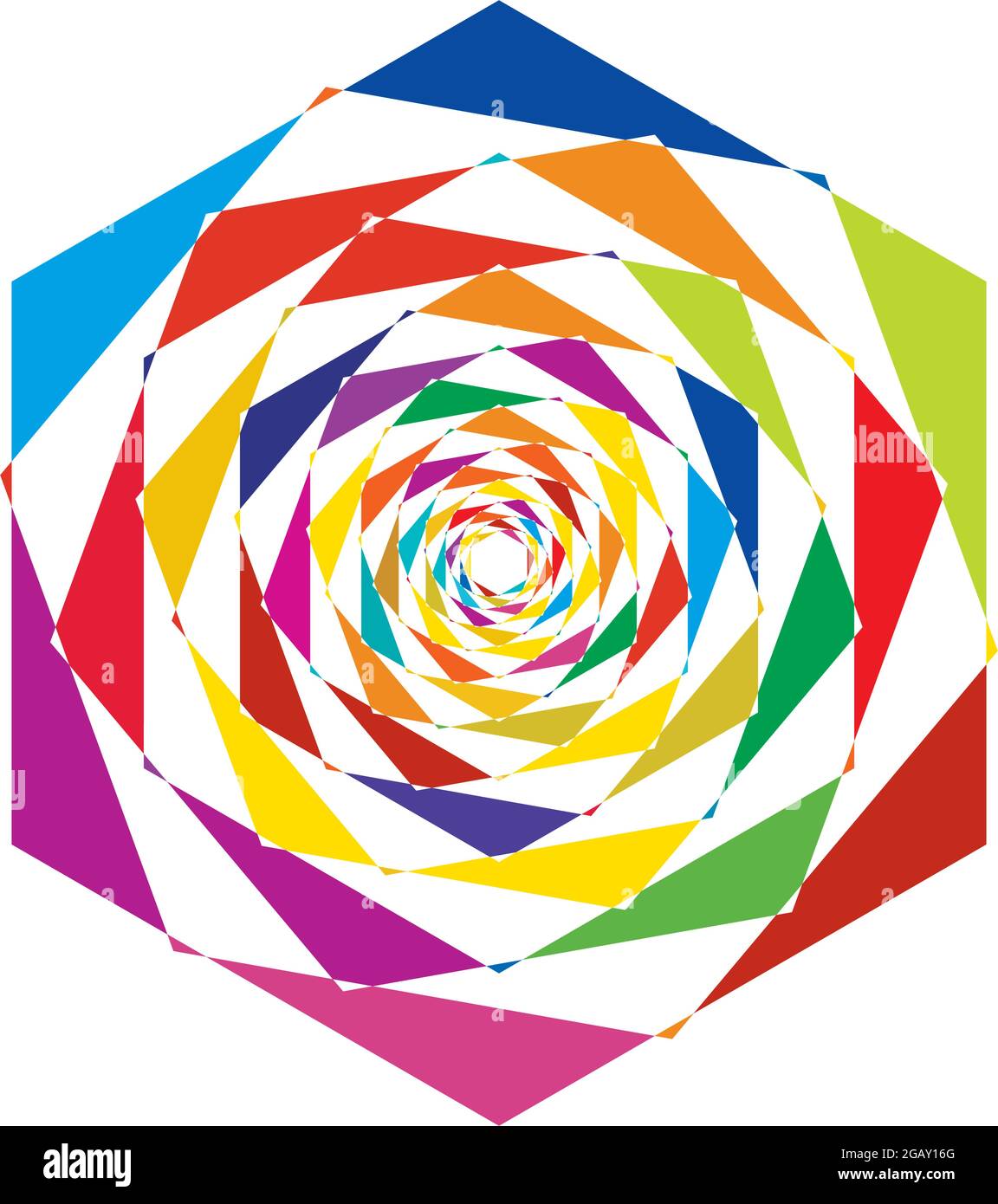 Farbenfrohe optische, visuelle Illustration. Geometrisches Design-Element für Spirale, Wirbel, Helix, Wirbel und Wirbel – Vektorgrafik, Clip-Art-Grafik Stock Vektor