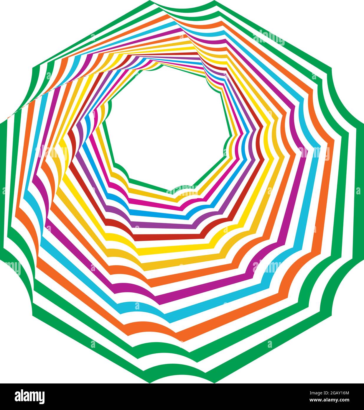 Farbenfrohe optische, visuelle Illustration. Geometrisches Design-Element für Spirale, Wirbel, Helix, Wirbel und Wirbel – Vektorgrafik, Clip-Art-Grafik Stock Vektor