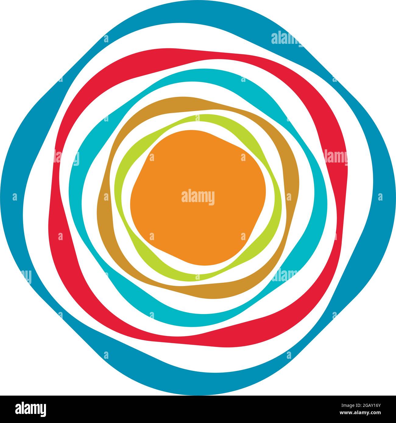 Farbenfrohe optische, visuelle Illustration. Geometrisches Design-Element für Spirale, Wirbel, Helix, Wirbel und Wirbel – Vektorgrafik, Clip-Art-Grafik Stock Vektor