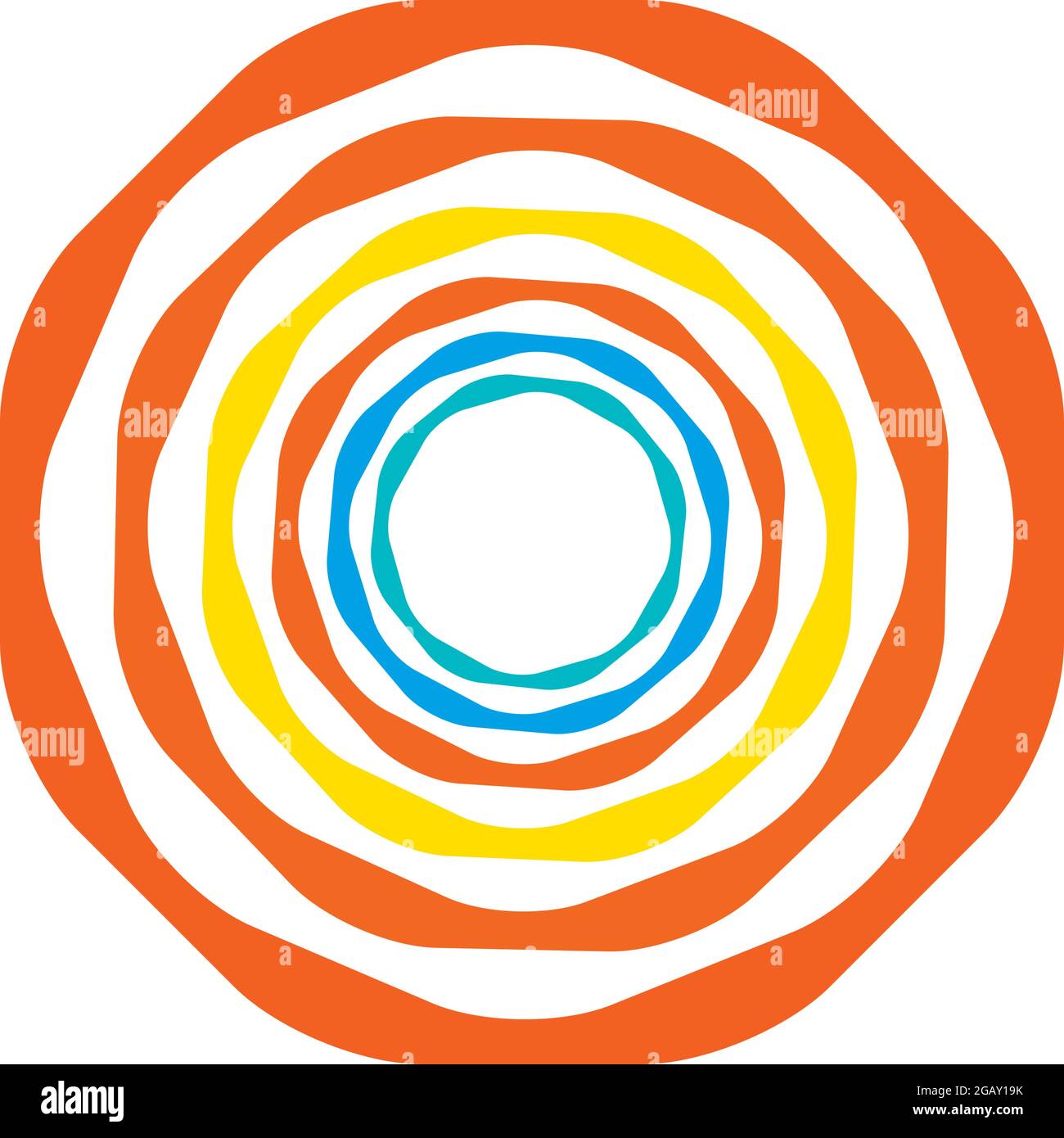 Farbenfrohe optische, visuelle Illustration. Geometrisches Design-Element für Spirale, Wirbel, Helix, Wirbel und Wirbel – Vektorgrafik, Clip-Art-Grafik Stock Vektor