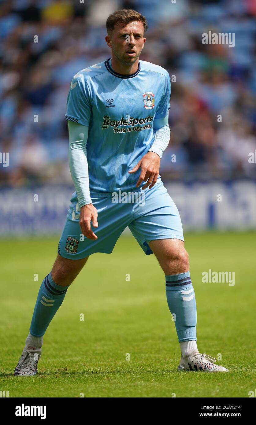 Jordan Shipley von Coventry City während des Vorsaison-Freundschaftsspiel in der Coventry Building Society Arena, Coventry. Bilddatum: Sonntag, 1. August 2021. Stockfoto