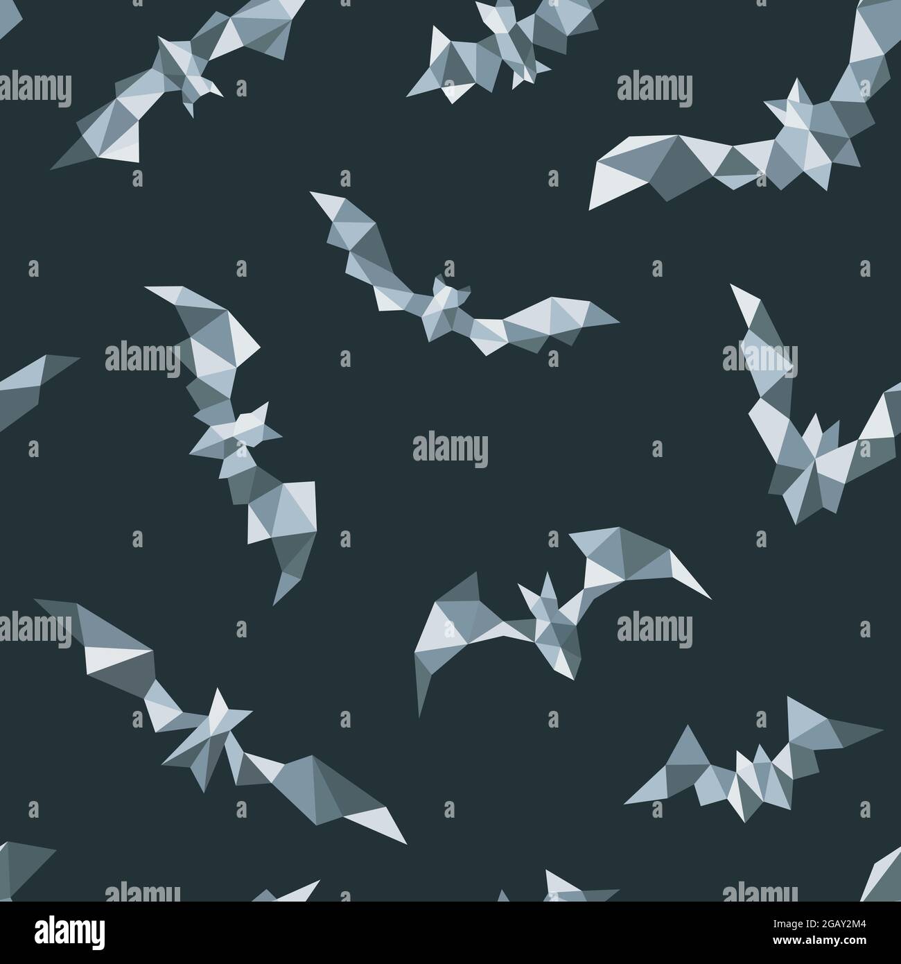 Polygonales Fledermaus nahtloses Muster. Geometrisches Fledermausmuster. Vektorgrafik. Stock Vektor