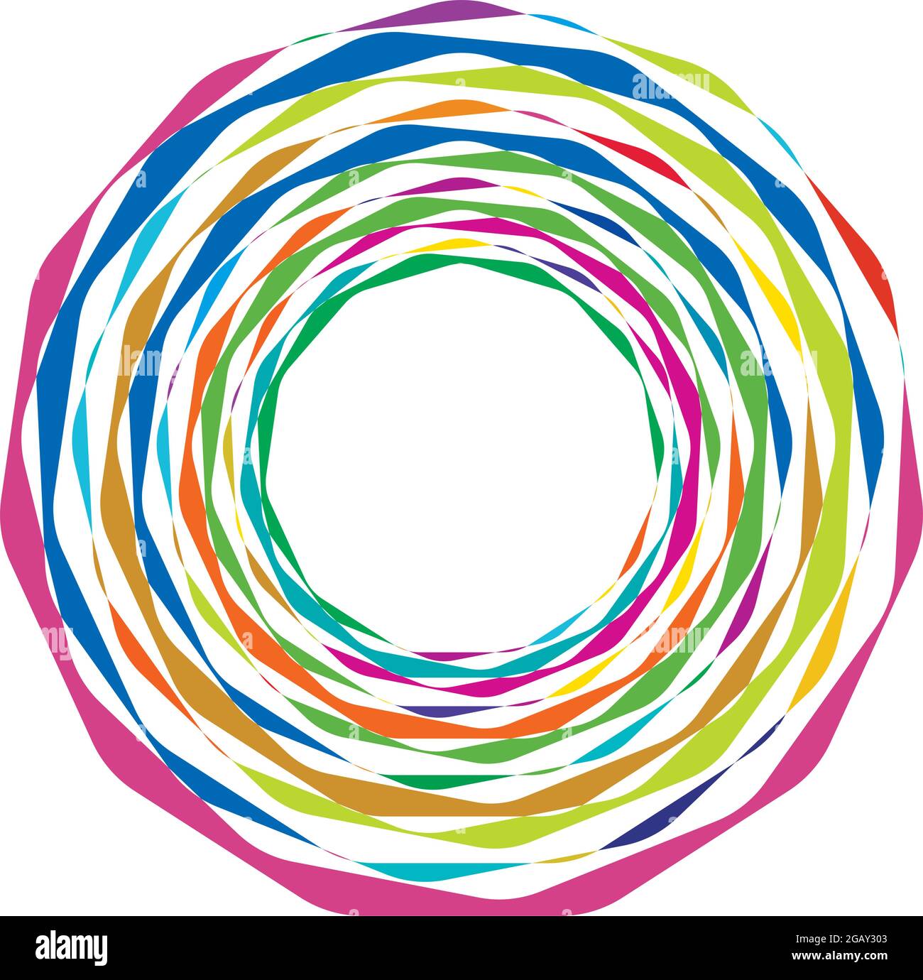 Farbenfrohe optische, visuelle Illustration. Geometrisches Design-Element für Spirale, Wirbel, Helix, Wirbel und Wirbel – Vektorgrafik, Clip-Art-Grafik Stock Vektor