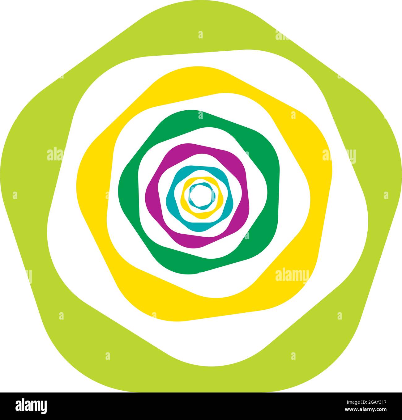 Farbenfrohe optische, visuelle Illustration. Geometrisches Design-Element für Spirale, Wirbel, Helix, Wirbel und Wirbel – Vektorgrafik, Clip-Art-Grafik Stock Vektor